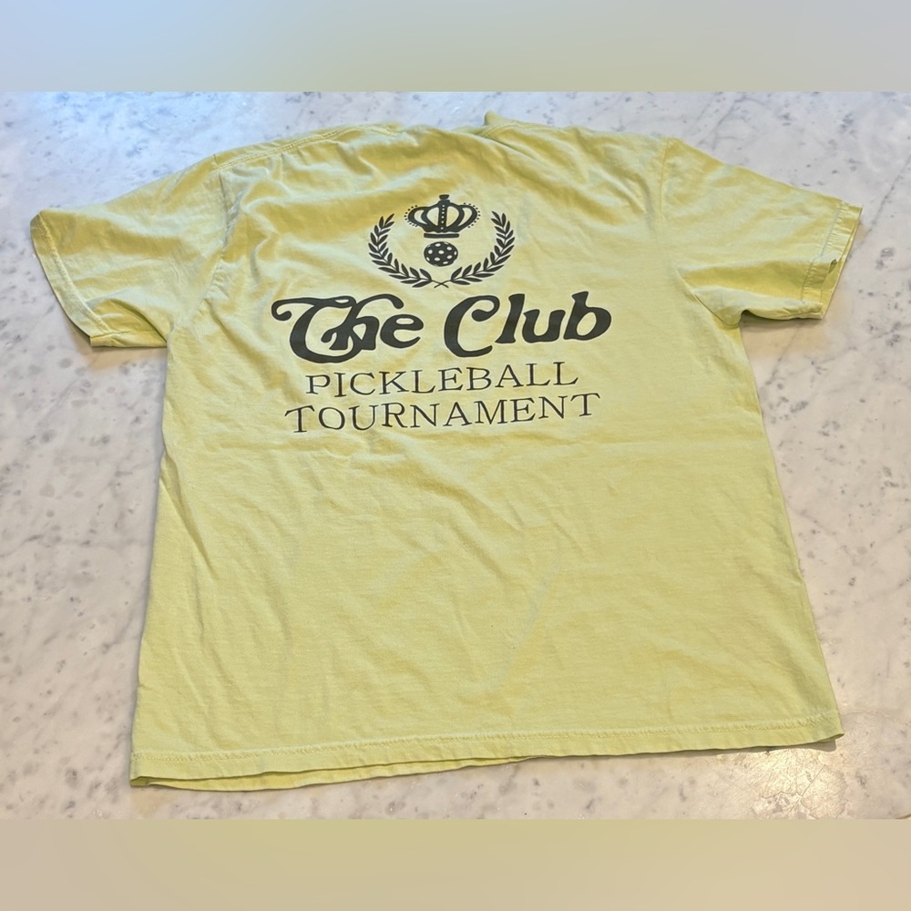 The Club, Pickleball Tournament, Comfort Colors, line green shirt , Size Medium